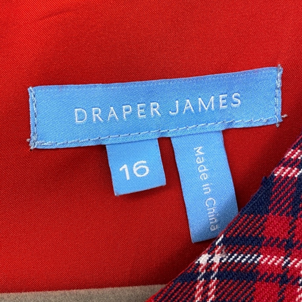 Draper James, Red Navy Tartan Plaid Short Sleeve Belted Dress DRW0601P Size 16 - Picture 7 of 9